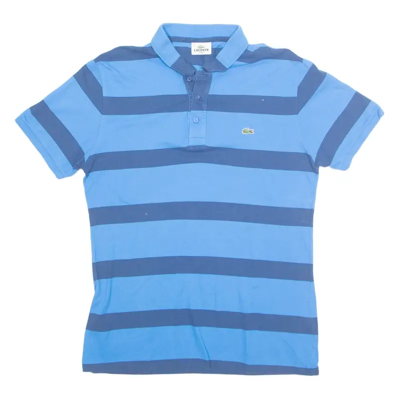 LACOSTE Slim Fit Mens Polo Shirt Blue Colourblock L