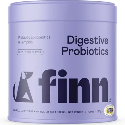 FINN Digestive Probiotics for Dogs - Complete Digestive System Support with 6 stains  Live Probiotics, Pumpkin & Prebiotics -...
