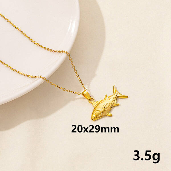Stylish Ocean Stainless Steel Fish Pendant Necklace for Women