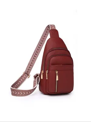 Solid Color Fanny Packs for Women, Fashion Casual PU Chest Bag with Adjustable Strap for Work & School, Casual Trendy Versati...