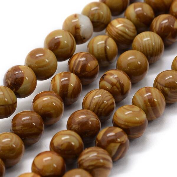 Natural Wood Lace Stone Beads Strands