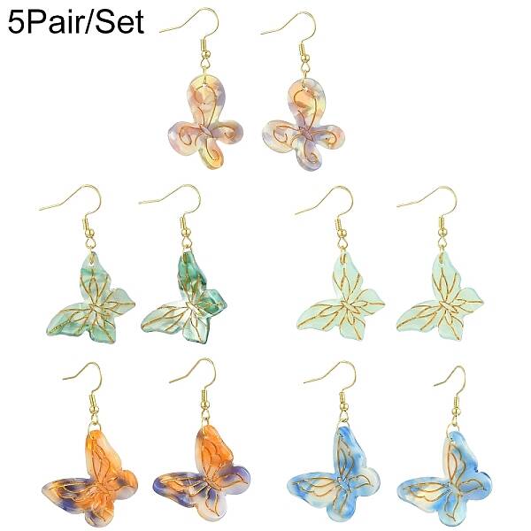 304 Stainless Steel Butterfly Dangle Earrings