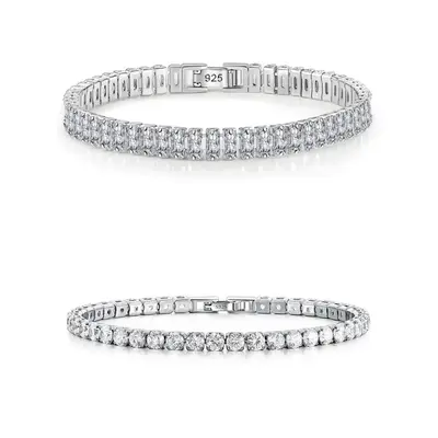 AELNEN 925 Sterling Silver Women's Elegant Tennis Bracelet - Stylish Design for Everyday Wear