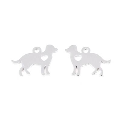 Non-Tarnish 304 Stainless Steel Puppy Silhouette Charms