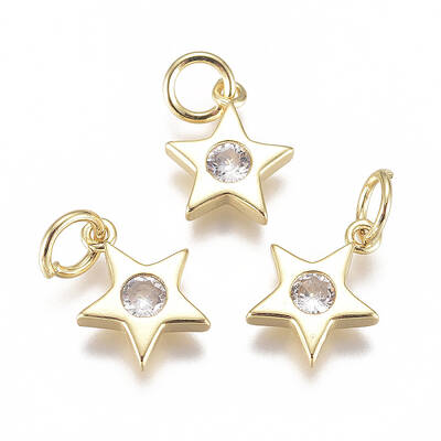 Brass Micro Pave Cubic Zirconia Charms