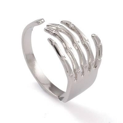 Non-Tarnish 304 Stainless Steel Skull Open Cuff Rings for Women