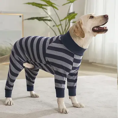 Striped Print Pet Jumpsuit, Soft Comfortable Elastic Pet Jumpsuit, Jumpsuit for Large Dogs, Pet Clothes