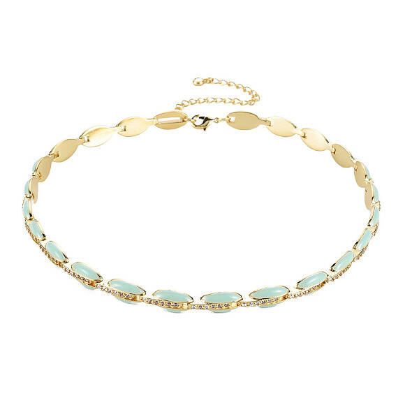 Brass Micro Pave Cubic Zirconia Link Tennis Necklaces for Women