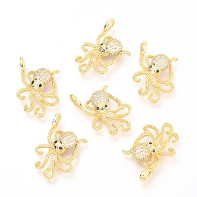 Brass Micro Pave Clear & Black Cubic Zirconia Pendants