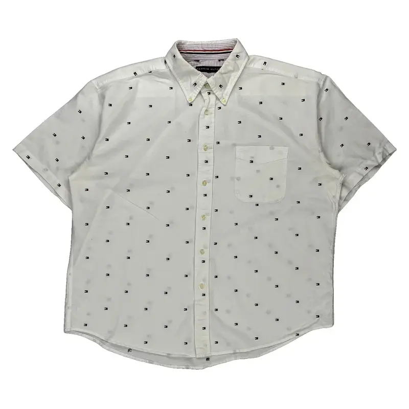 Tommy Hilfiger Short Sleeve Shirt - XL White Cotton
