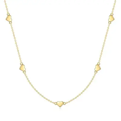 14K Gold Heart Stackable Choker Necklace