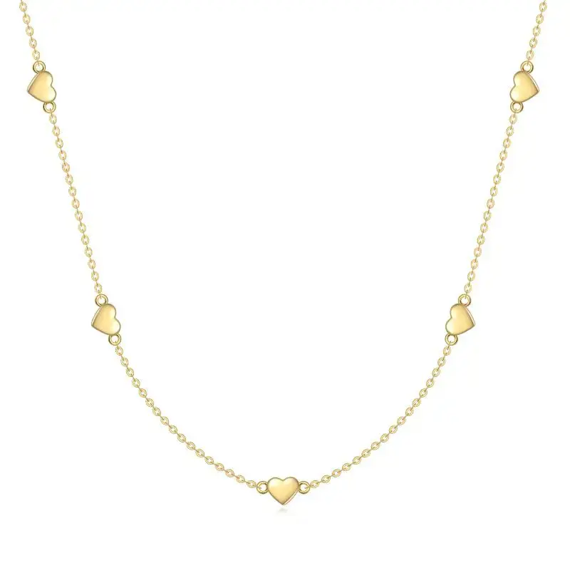 14K Gold Heart Stackable Choker Necklace