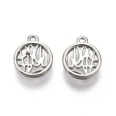 Flat Round Brass Pendant Rhinestone Settings