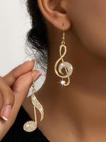 Women's Elegant Rhinestone Decor Dangle Earrings, Fashionable Music Note Design Dangle Earrings for Women for Party, Daily De...