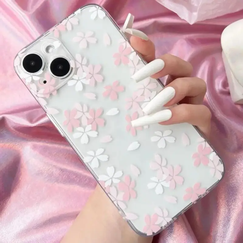 Flower Pattern Phone Case with Camera Lens Protector for Summer, Decorative Phone Protector Cover, Stylish Phone Accessories ...