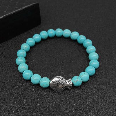 Synthetic Turquoise Stretch Bracelets for Women Men