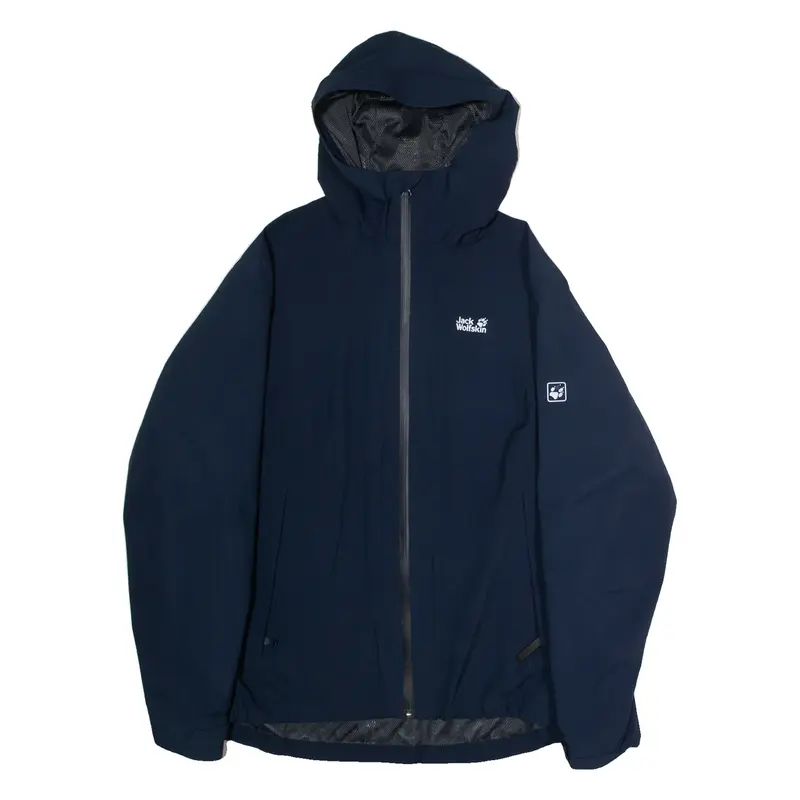 JACK WOLFSKIN Womens Rain Jacket Blue Hooded UK 18