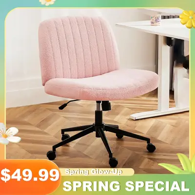 Chairs Height Adjustable Criss Cross Chair with Wheels- Armless Desk Chair with Wheels Cross Legged Office Chair Wide Swivel ...