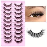 Cat Eye False Eyelashes, 10 Pairs Natural Curling Eye Makeup Strip Lashes, Full Volume Eyelash for Lashes Extensions for Wome...
