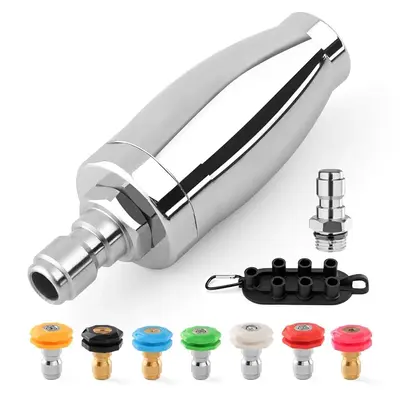 Turbo Nozzle Pressure Washer, Max 4000PSI 360°Rotating Power Washer Nozzles with 1/4” Quick Connect, 7 Pressure Washer Noz...