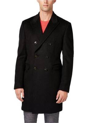 Mens Overcoat -Mens Long Wool Topcoats- Topcoat For Men-Mens Double breasted Overcoat - Black Double breasted Coat