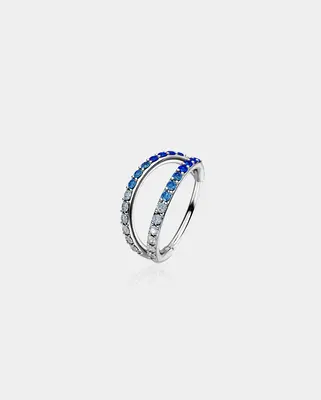 20G Gradient CZ Double Hoop Nose Ring - Blue-Clear CZ / 6mm