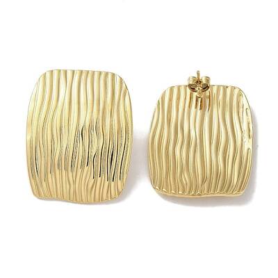 Stripe Rectangle 304 Stainless Steel Stud Earrings for Women