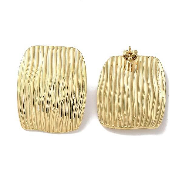 Stripe Rectangle 304 Stainless Steel Stud Earrings for Women