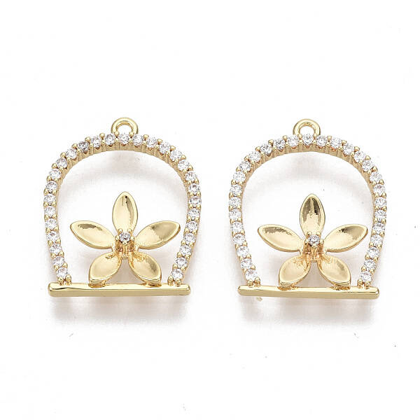Brass Micro Pave Clear Cubic Zirconia Pendants