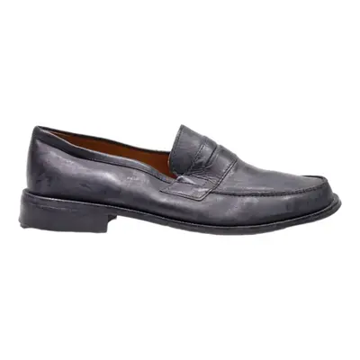 ACANTHO Loafer Shoes Black Leather Mens UK 6