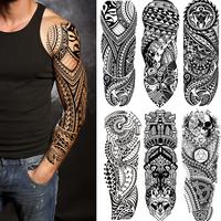 Fake Totem Sleeve Tattoos Stickers 6 Sheets Full Arm Tribal Totem Temporary Tattoos Sleeves for Adult Kids Women Makeup