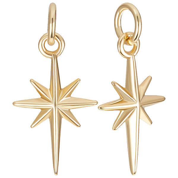 Beebeecraft 1 Box 12Pcs North Star Charm 18K Gold Plated Polaris Star Pendant Charms with Jump Ring 10x17mm for DIY Jewelry M...