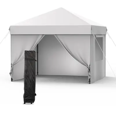 Garvee 10x10 Pop Up Canopy Tent Waterproof Instant Setup Roll-Up Windows Heavy-Duty Fabric Portable Gazebo for Camping Beach ...