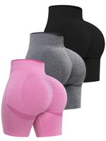 Women's Solid High Waist Leggings, Casual Comfy Breathable Seamless Shorts for Yoga Gym Workout, Ladies Bottoms for All Seaso...