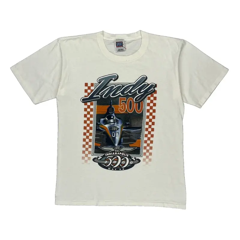 Indy 500 Sport Attack Nascar T-Shirt - Large White Cotton