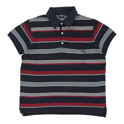 Dolce & Gabbana Striped Polo Shirt - Small Navy Cotton