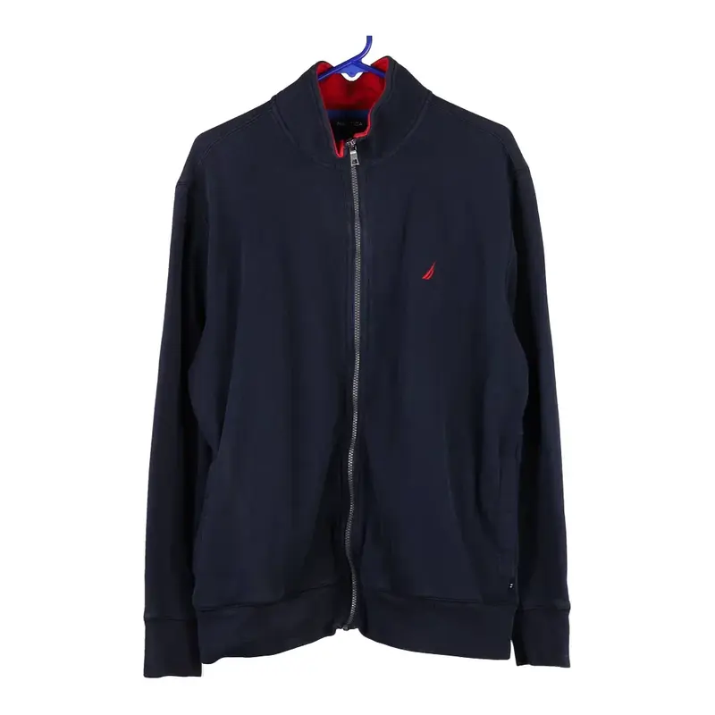 Nautica Zip Up - Large Navy Cotton Blend