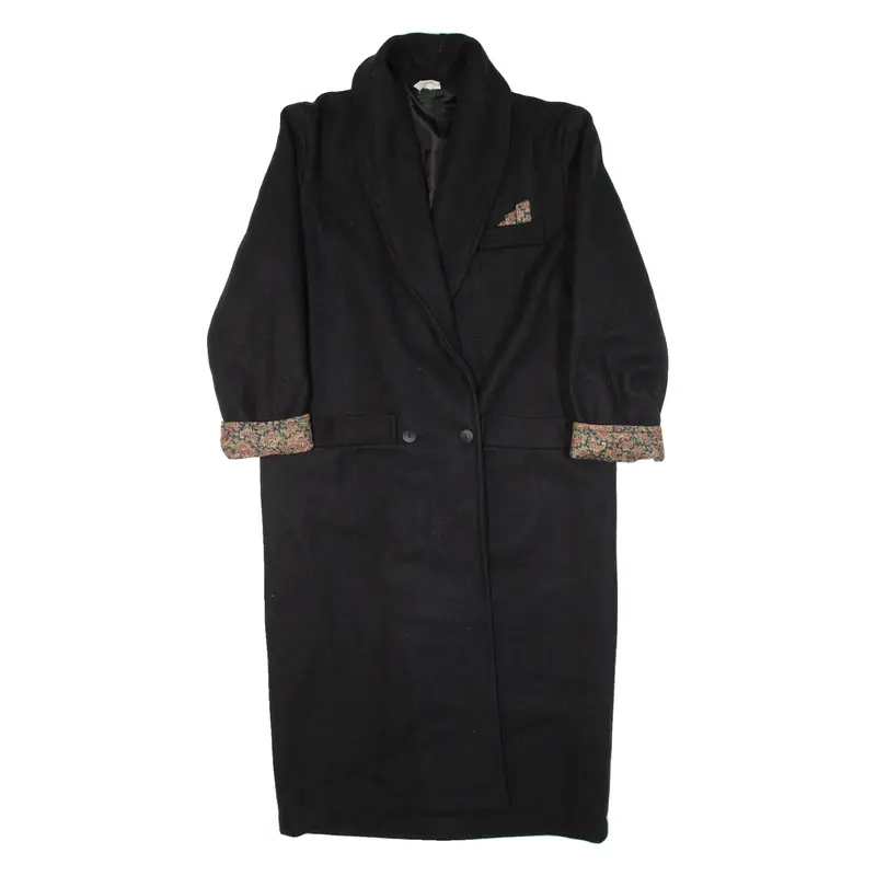 Womens Overcoat Coat Black Knit Wool 90s M