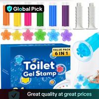 Toilet Cleaning Gel, Flower Shaped Stamp Toilet Gel, Flower Scented Toilet Freshener Aromatherapy Deodorant Gel, Home Cleanin...