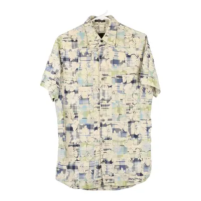 Marlboro Classics Floral Short Sleeve Shirt - Small Cream Cotton