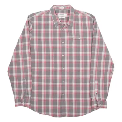 CALVIN KLEIN Slim Fit Shirt Grey Check Long Sleeve Mens L