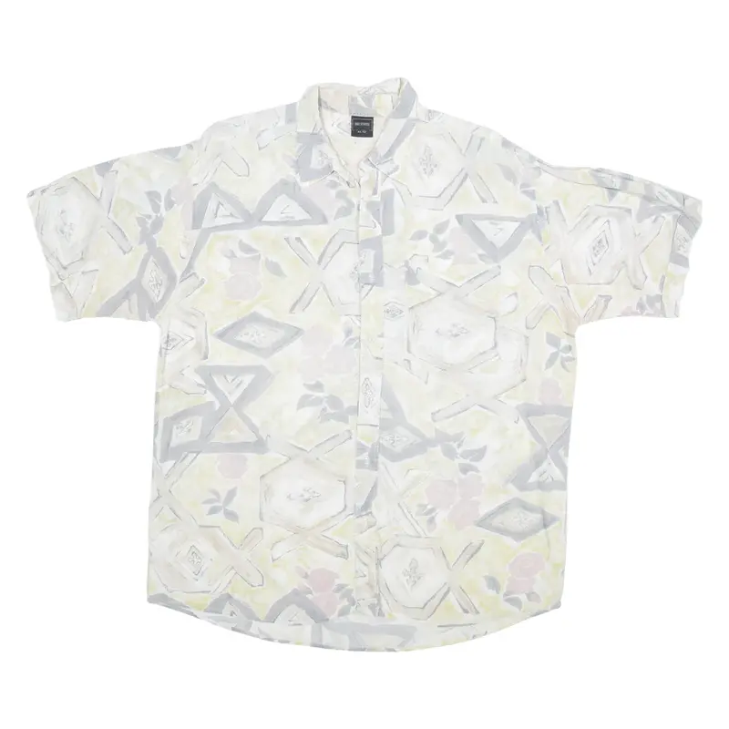 Mens Shirt Grey Viscose Geometric L