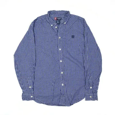 CHAPS Shirt Blue Check Long Sleeve Boys L