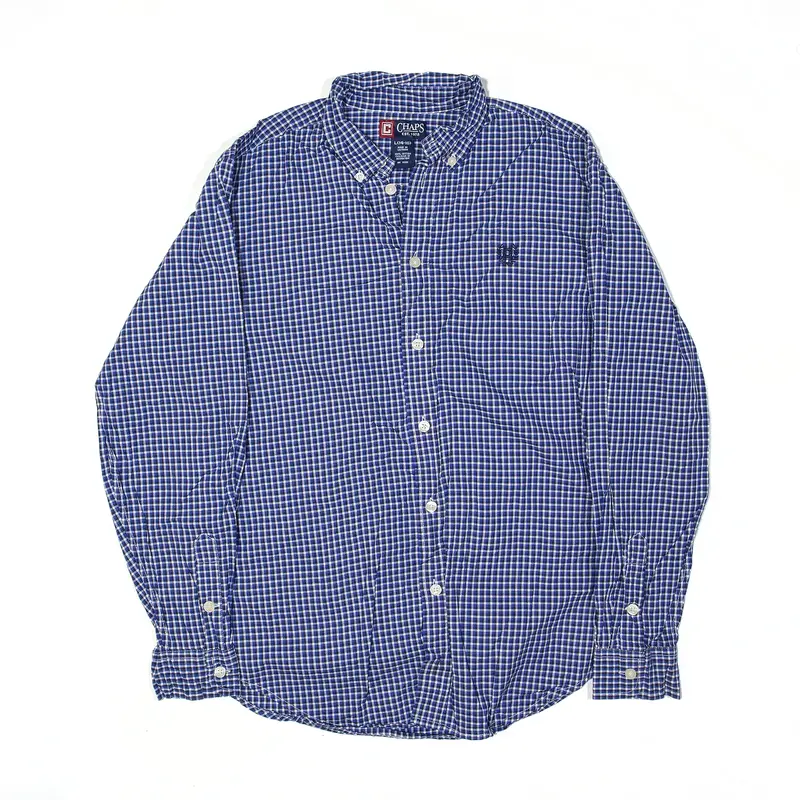 CHAPS Shirt Blue Check Long Sleeve Boys L