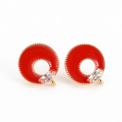 Brass Clear Cubic Zirconia Stud Earring Findings