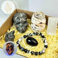 1 Count About 400g Crystal Bundle Moon,Star,Mushroom,Tower,Carving,Cube,Egg,Bracelet,Tumble,Flame