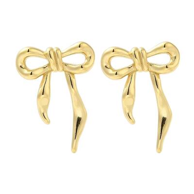 304 Stainless Steel Bowknot Stud Earrings for Women