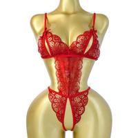 Women's Cut Out Translucent Floral Lace Adult Lingerie Set,Sexy Breathable Adjustable Strap Open Crotch Teddy Bodysuit,Backle...