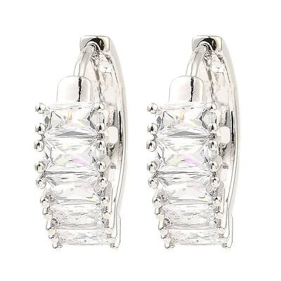 Brass with Cubic Zirconia Hoop Earrings