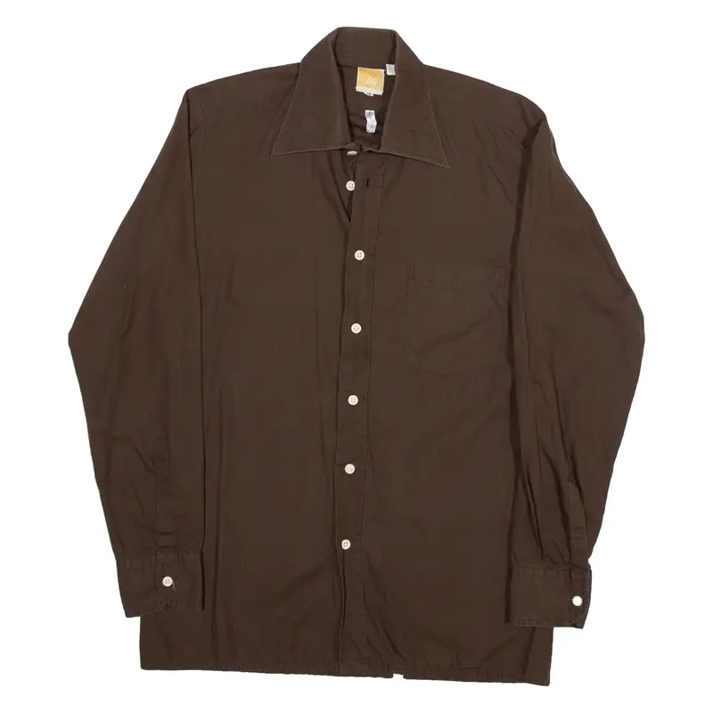 CHEMISERIE Super Slim Plain Shirt Brown Long Sleeve Womens S